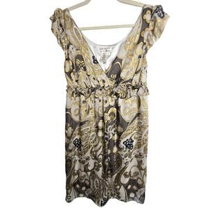 Max Studio Specialty Products Womens Y2K Silk Babydoll Dress Floral Ruffle Sz S